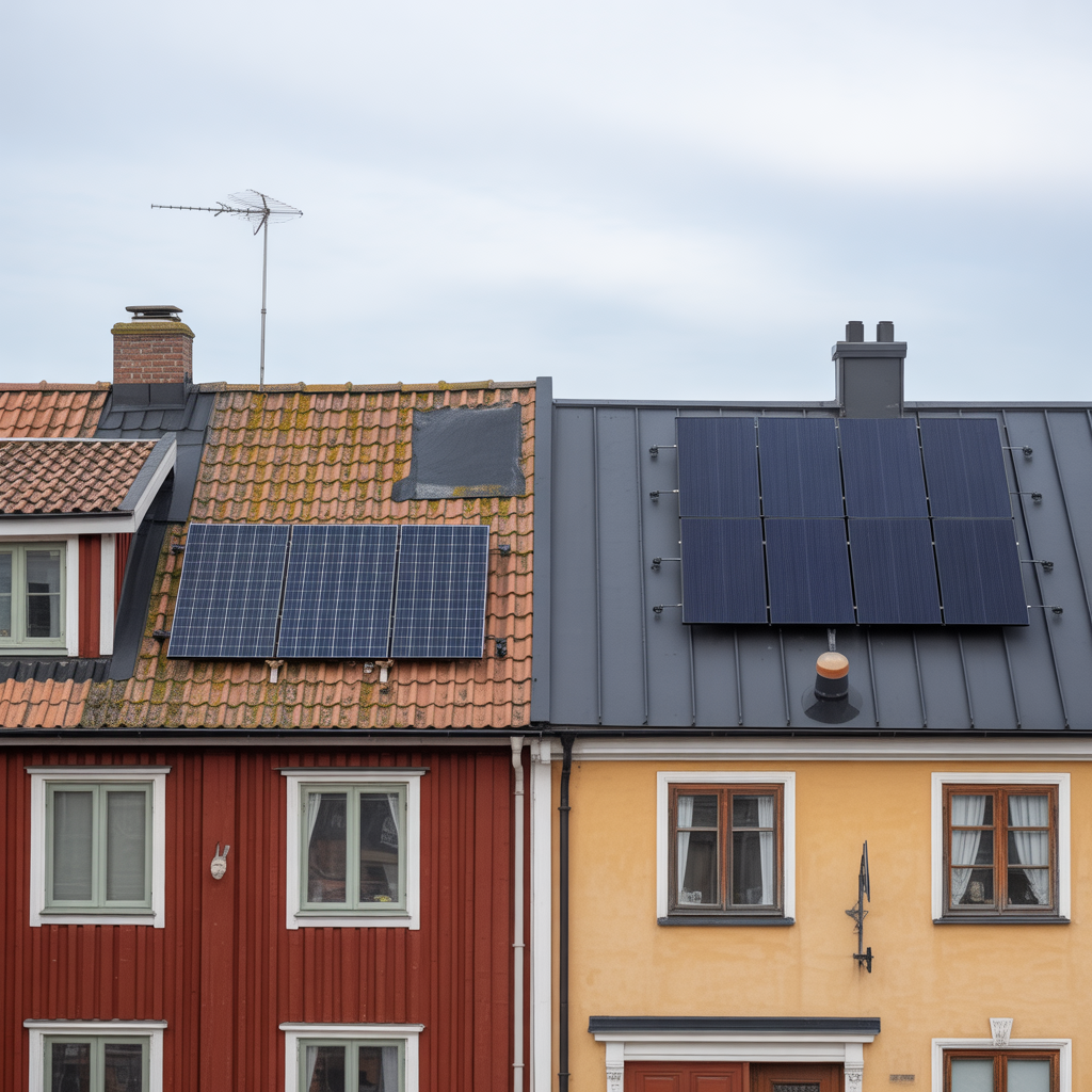 solpaneler pa tak jamforelse av infastning och tatskikt