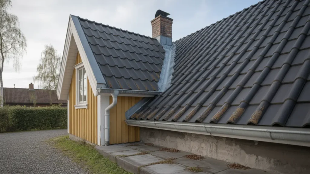 takoml ggning med betongpannor p villa i fyllinge halland